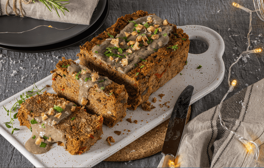 Savory Lentil Loaf with Mushroom Gravy - Prolon Life