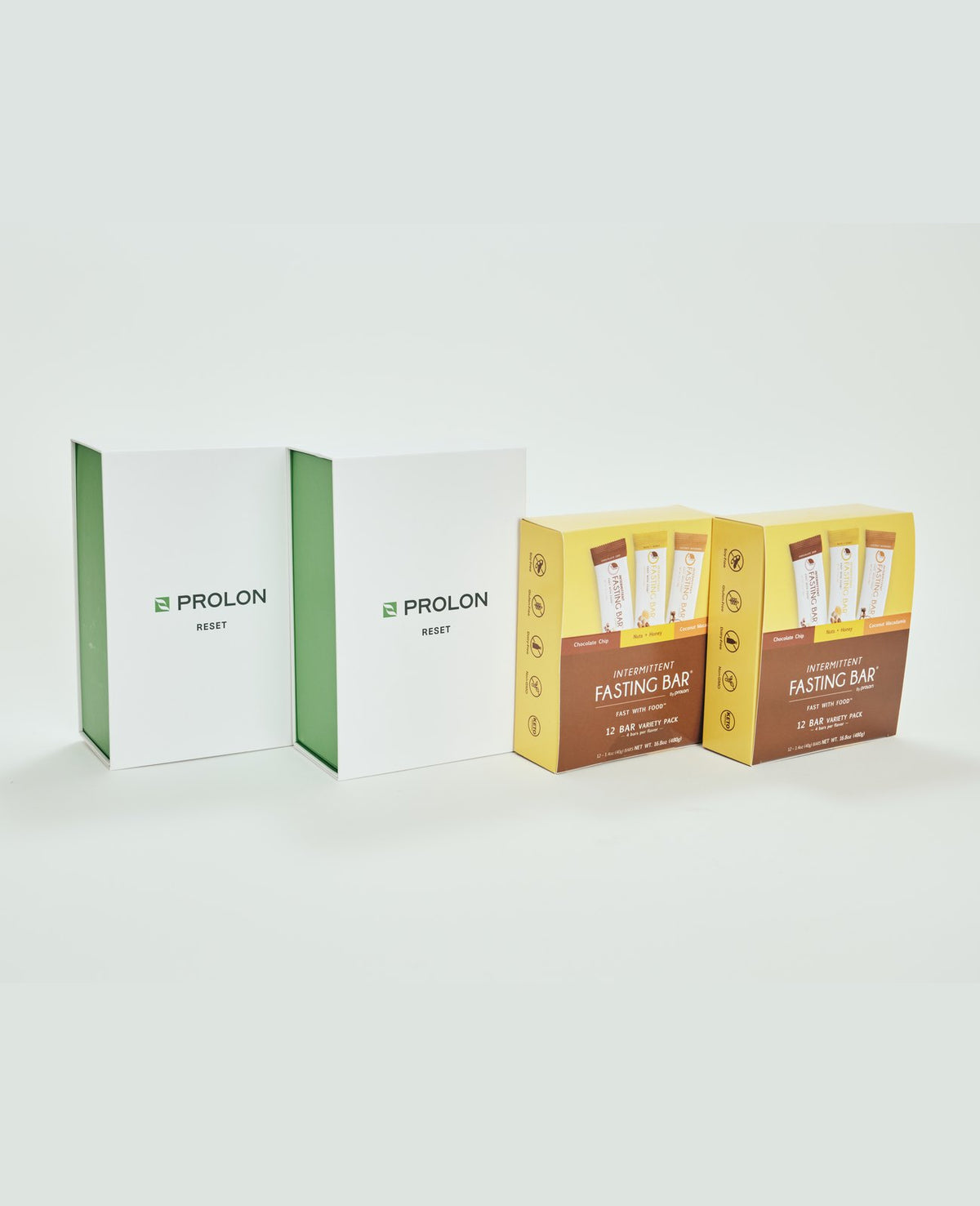 Prolon 1-Day Reset boxes and Fasting Bar boxes