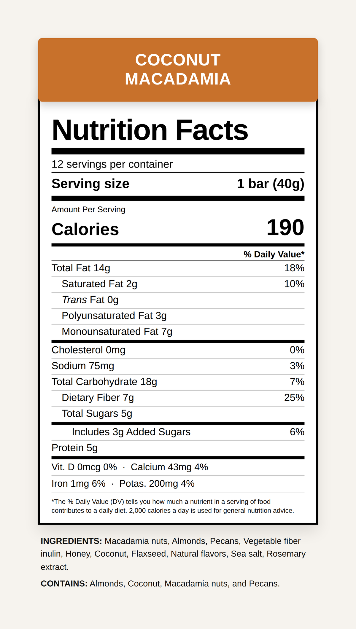 Coconut Macadamia nutrition facts