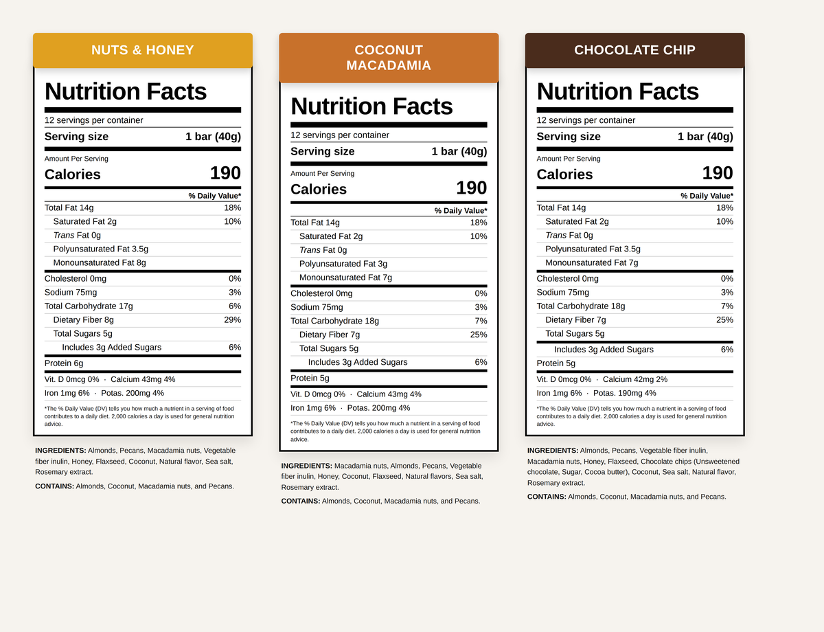 Variety Pack nutrition facts