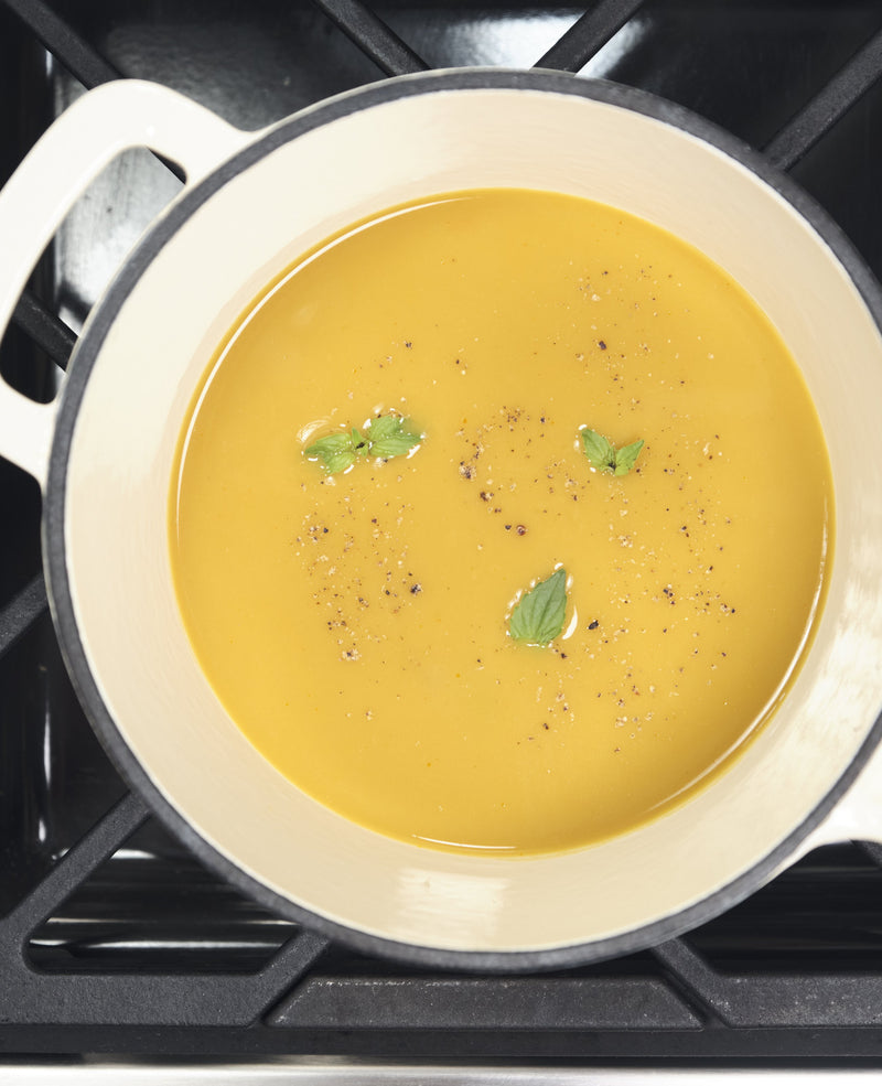 Prolon plant-based soup heating in a pan